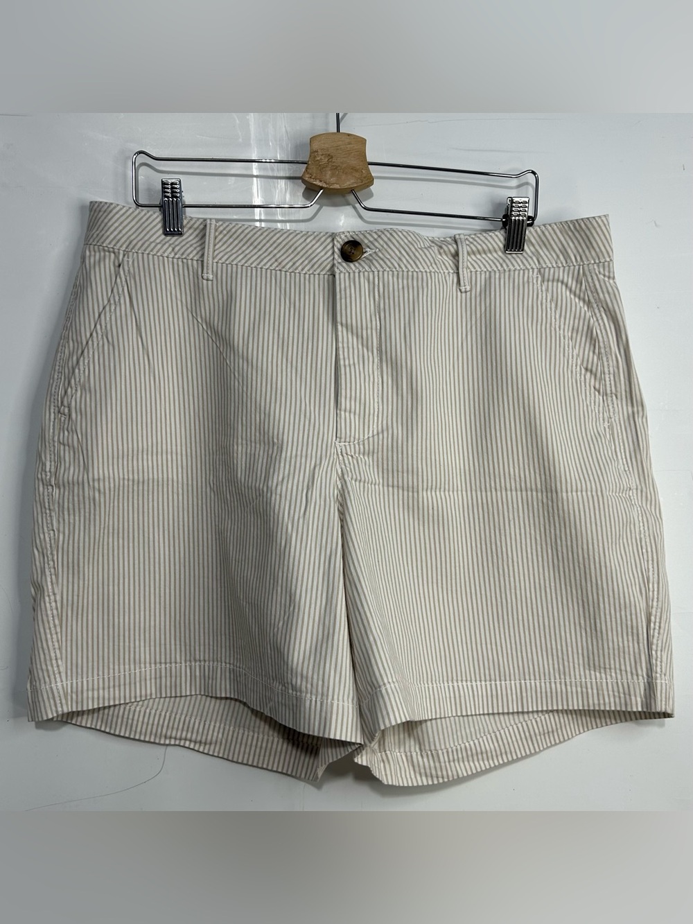 Classic Women's Striped Cotton Shorts - Cream Stripe